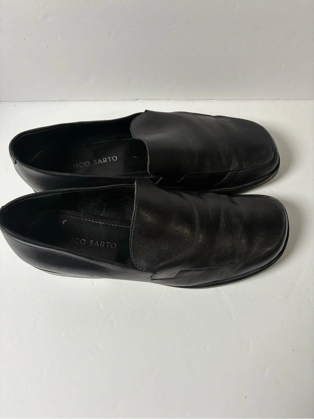 Franco Sarto Black Leather Slip-On Loafers - Picture 4 of 10